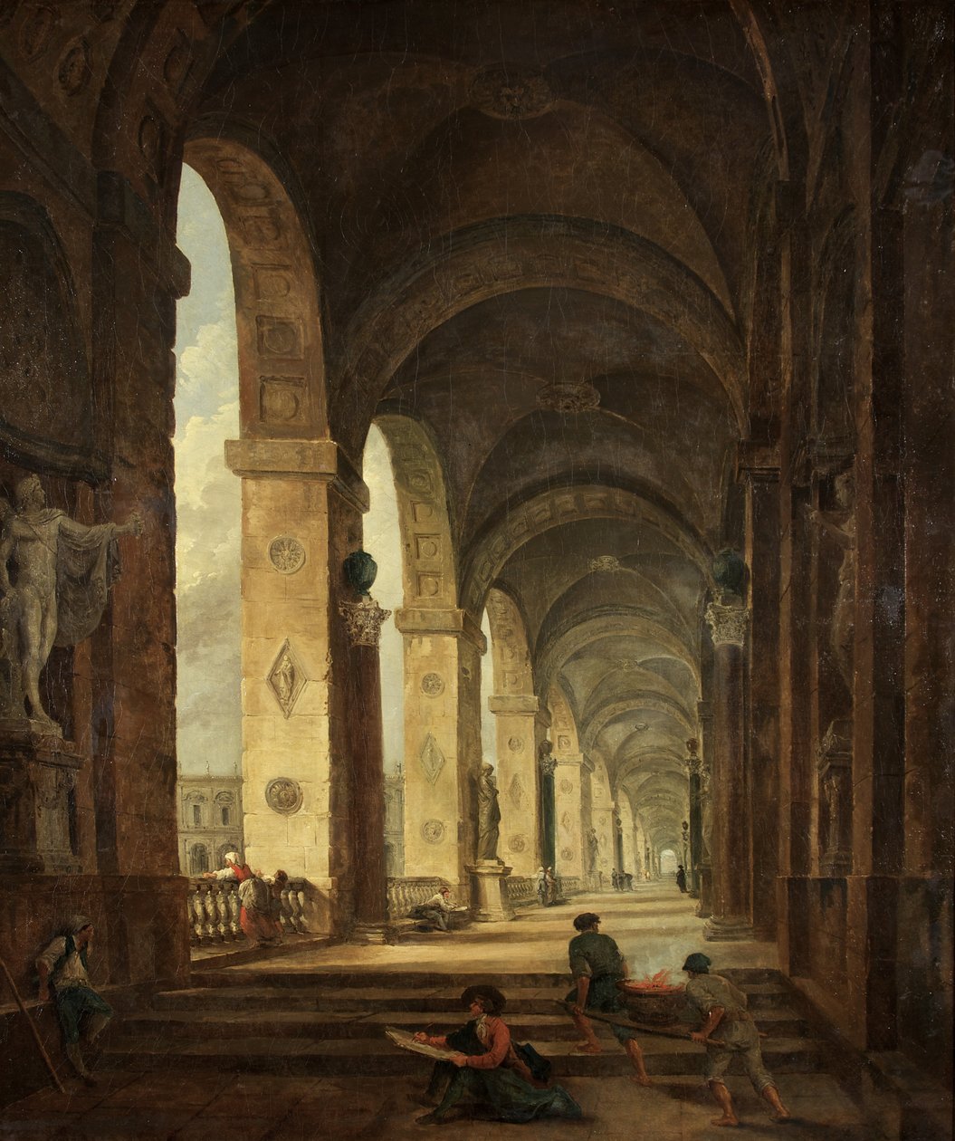 A Capriccio للعمارة الرومانية ، 1775 (زيت على قماش) بواسطة هوبير روبرت