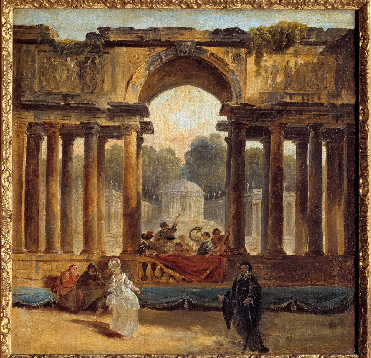 الرقص والحفل الموسيقي في حديقة لوحة رسمها هوبرت روبرت (1733-1808) القرن الثامن عشر أميان ، متحف بيكاردي بواسطة هوبير روبرت