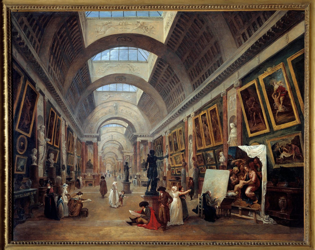 تصميم غراند جاليري دو لوفر لوحة بواسطة روبرت روبرت (1733-1808) 1796 صن. 1،12x1،43 م. - تصميم غراند جاليري في متحف اللوفر. اللوحة التي رسمها هوبرت روبرت (1733-1808) بواسطة هوبير روبرت