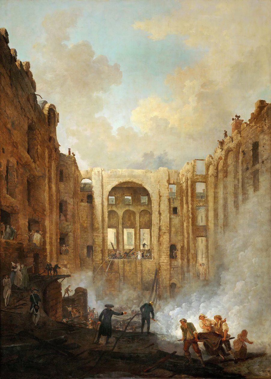 حريق في دار الأوبرا في القصر الملكي عام 1781 بواسطة هوبير روبرت