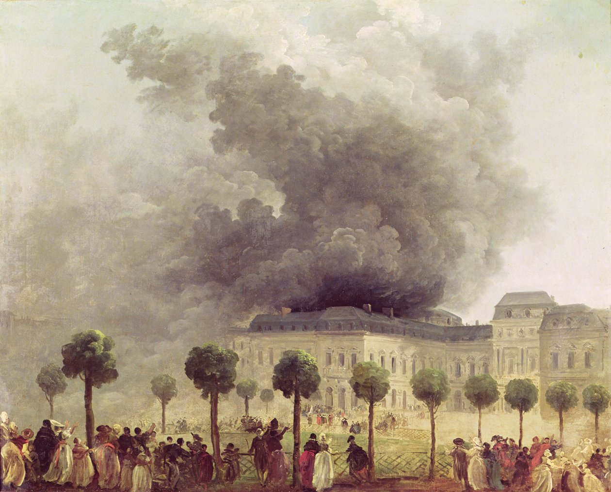 حريق في دار الأوبرا في القصر الملكي عام 1781 بواسطة هوبير روبرت