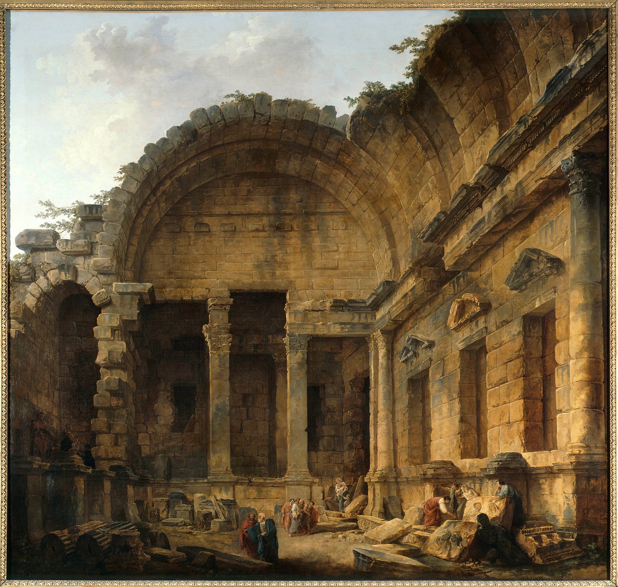 داخل معبد ديان نيم لوحة بواسطة روبرت روبرت (1733-1808) صن. 2،42 × 2،42 م. باريس. متحف اللوفر - داخل معبد ديانا في نيم. اللوحة بواسطة هوبرت روبرت (1733-1808). 2.42 × 2.42 م. متحف اللوفر ، باريس بواسطة هوبير روبرت