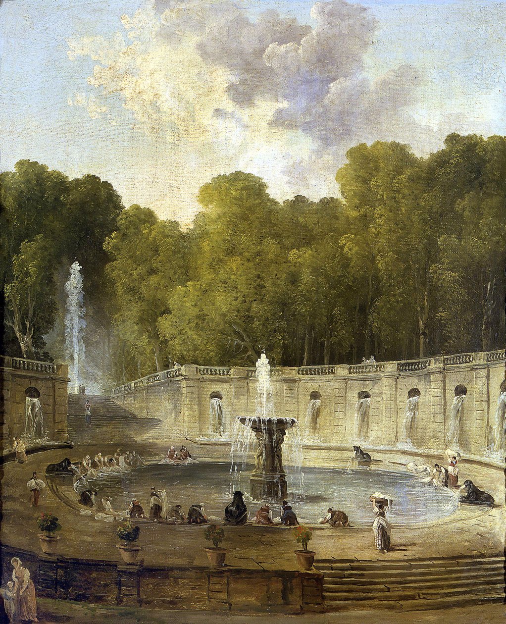 Lavandieres dans un parc - Washerwomen in a park - رسم بواسطة Hubert Robert (1733-1808) - كاليفورنيا 1775 - زيت على قماش - 56x45،5 - Petit Palais ، Musee des Beaux-Arts de la Ville de Paris بواسطة هوبير روبرت
