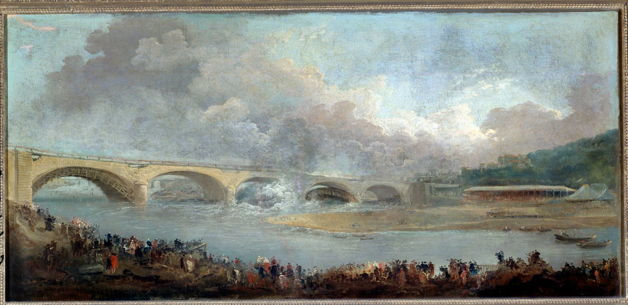 لو decintrement du pont de Neuilly le 22/09/1772 لوحة بواسطة Hubert Robert (1733-1808) 1772 صن. 1.13x1.95 م باريس ، متحف كارنافالي بواسطة هوبير روبرت