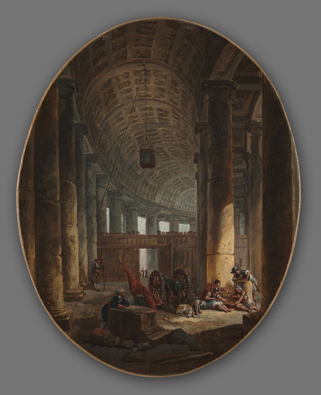 زوج من اللوحات: رواق القديس بطرس ، روما ، خلال الكونكلاف والمغارة ... ، حوالي 1769 بواسطة هوبير روبرت