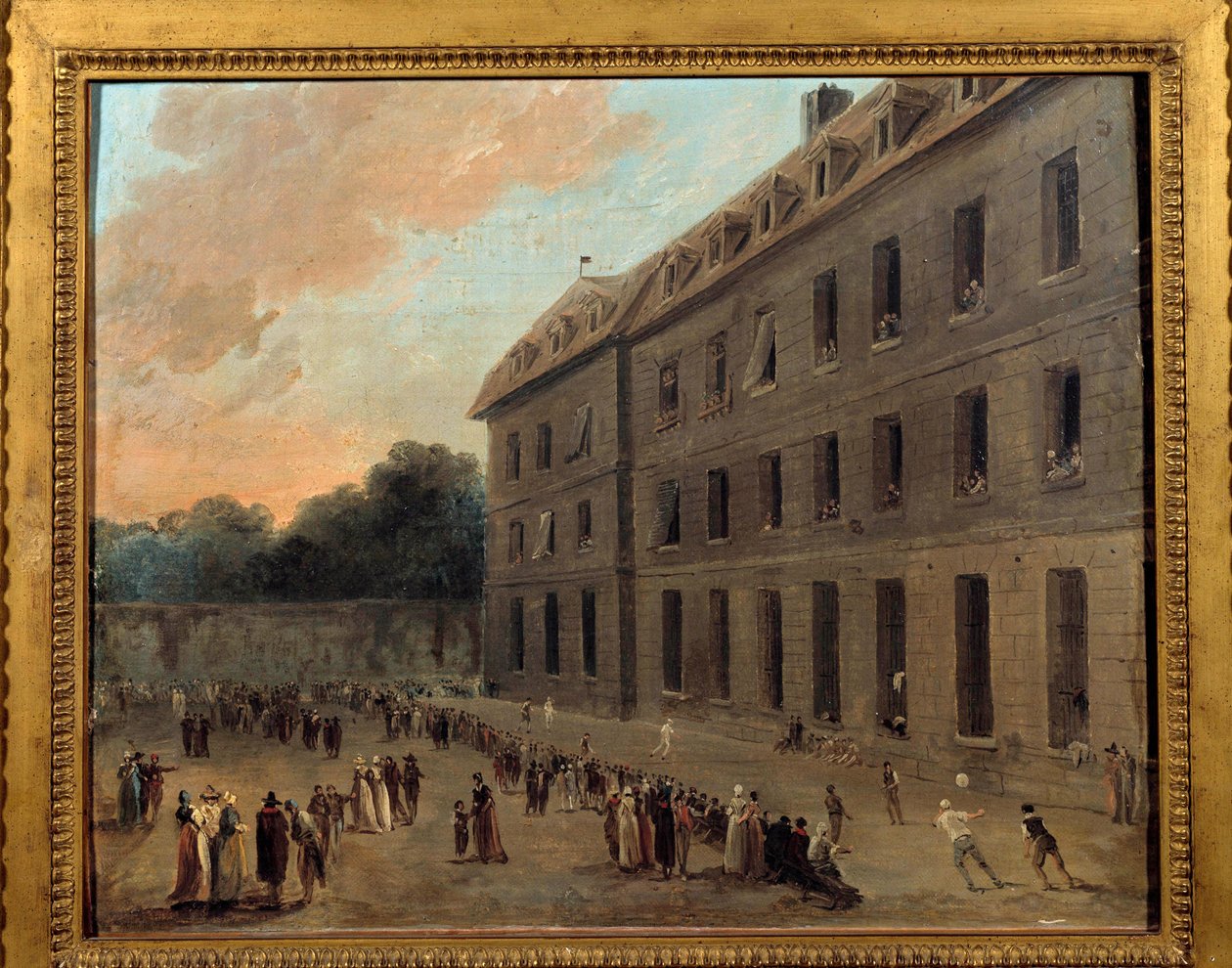 استجمام السجناء في سانت لازار: جزء البالون لوحة بواسطة روبرت روبرت (1733-1808) 1794 صن. 0،33x0،41 م باريس ، متحف كارنافالي بواسطة هوبير روبرت