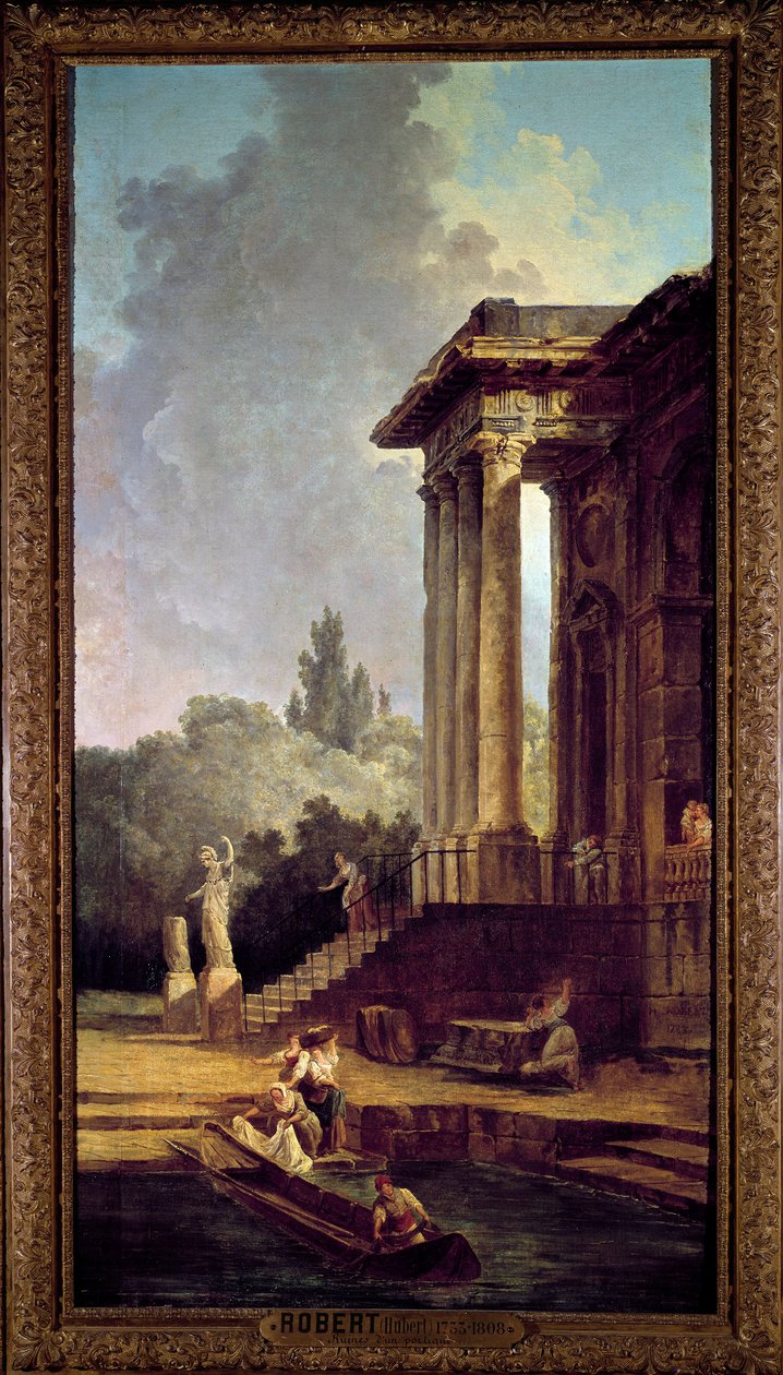 Ruins of a portico Painting by Hubert Robert (1733-1808) 18th century Musee du chateau de Maisons Laffitte (Maisons-Laffitte) بواسطة هوبير روبرت