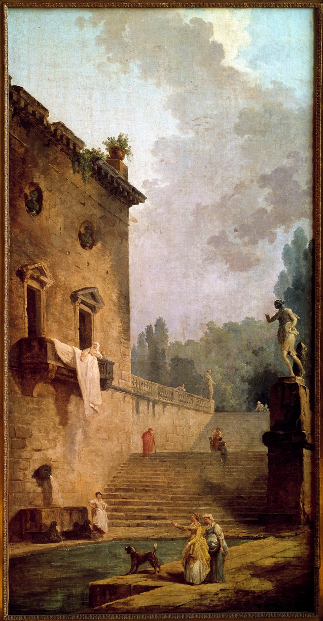 أطلال رواق مع لوحة للحمام رسمها هوبرت روبرت (1733-1808) من القرن الثامن عشر متحف قصر ميزون لافيت (ميزون لافيت) بواسطة هوبير روبرت
