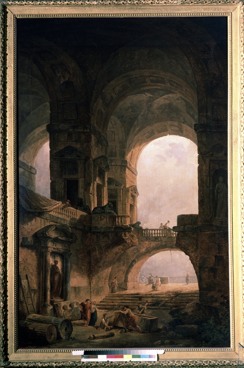 التابوت الحجري. لوحة لهوبير روبرت (1733-1808) ، زيت على قماش بواسطة هوبير روبرت