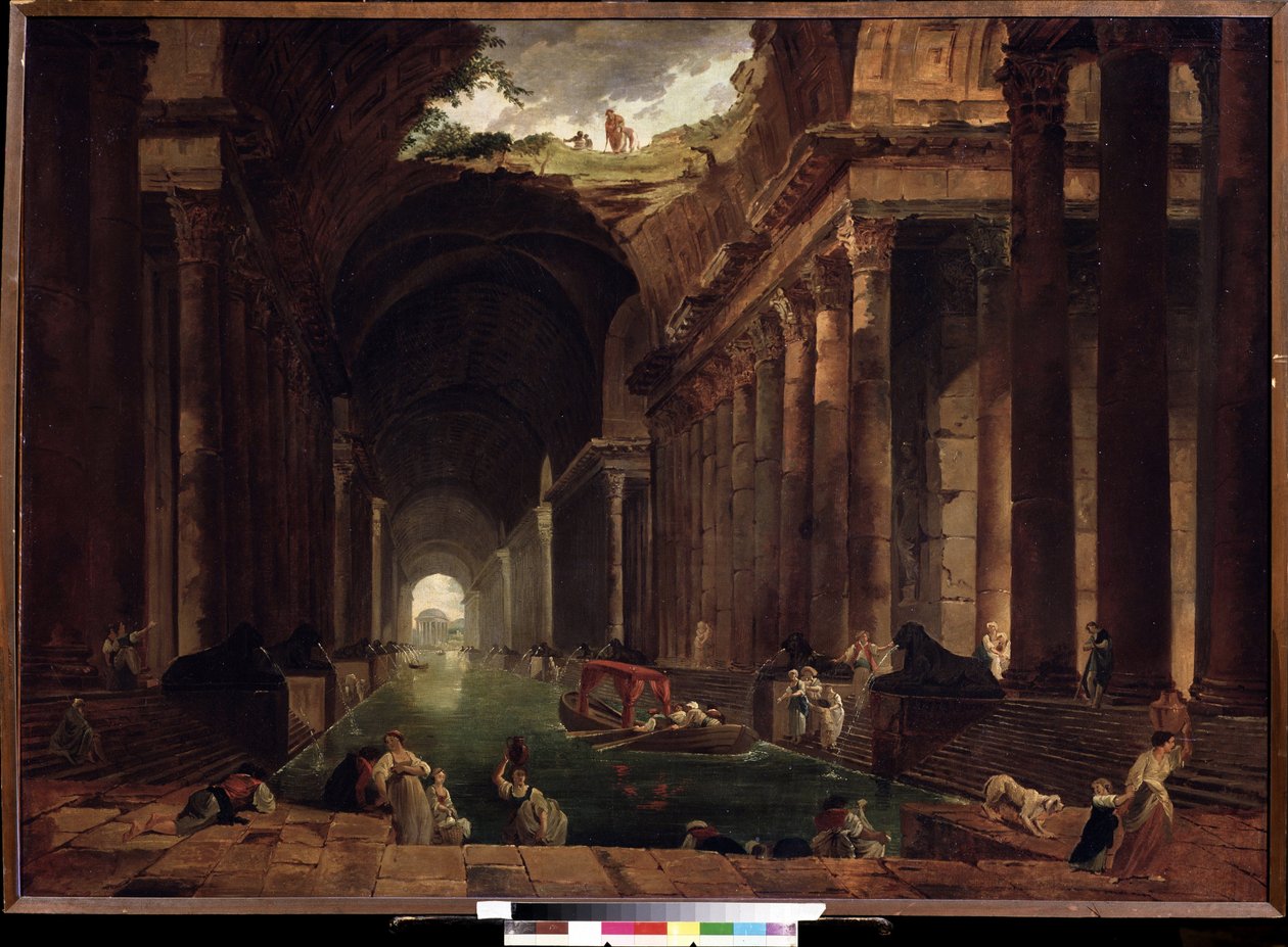 الحمامات الحرارية (Thermae). لوحة لهوبير روبرت (1733-1808) ، زيت على قماش بواسطة هوبير روبرت