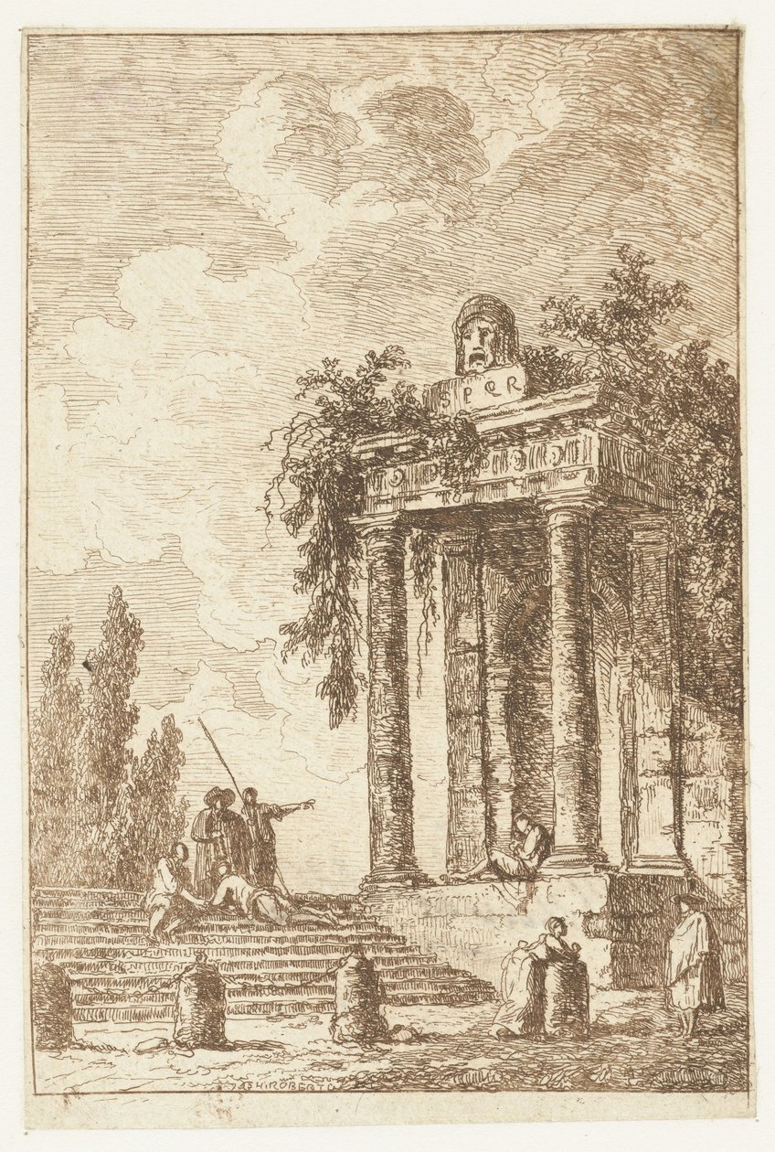 سلم مع أربع نقاط حدودية Les Soirees de Rome (عنوان المسلسل) وجوه رومانية` (عنوان المسلسل) بواسطة هوبير روبرت