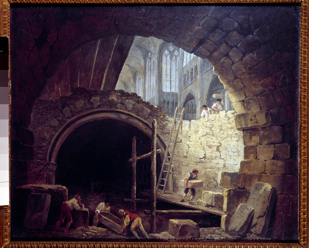 انتهاك أقبية الملوك في بازيليك القديس دينيس في أكتوبر 1793. لوحة هيبرت روبرت (1733-1808) بواسطة هوبير روبرت