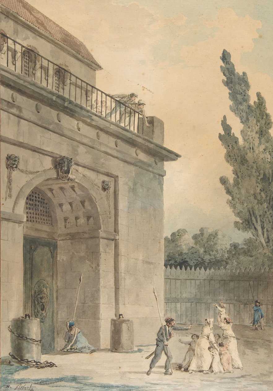 زوار يغادرون السجن ، 1794-95. بواسطة هوبير روبرت