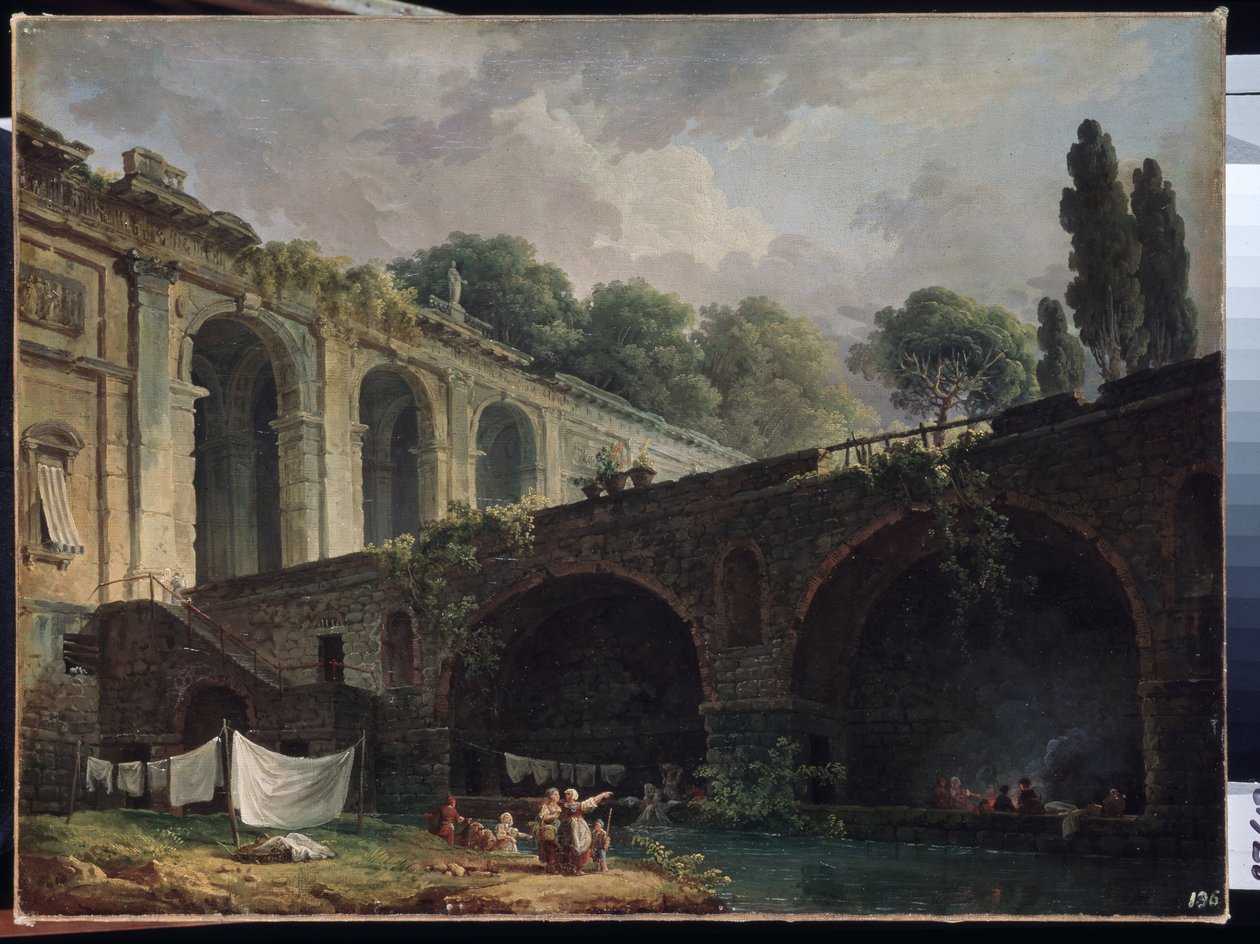 "" منظر لفيلا ماداما (مدام) في روما "" لوحة رسمها هوبرت روبرت (1733-1808) متحف هيرميتاج قرابة 1767 في سانت بطرسبرغ بواسطة هوبير روبرت