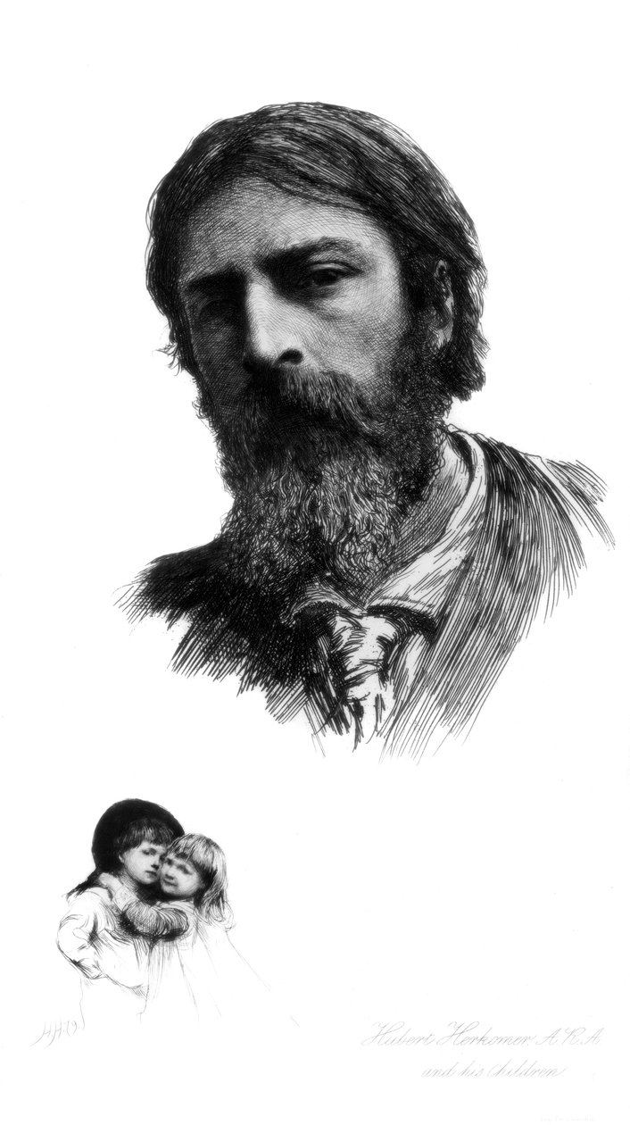 هوبرت هيركومر ، فنان بريطاني ألماني المولد ، وأطفاله ، c1880-1882. بواسطة Hubert von Herkomer