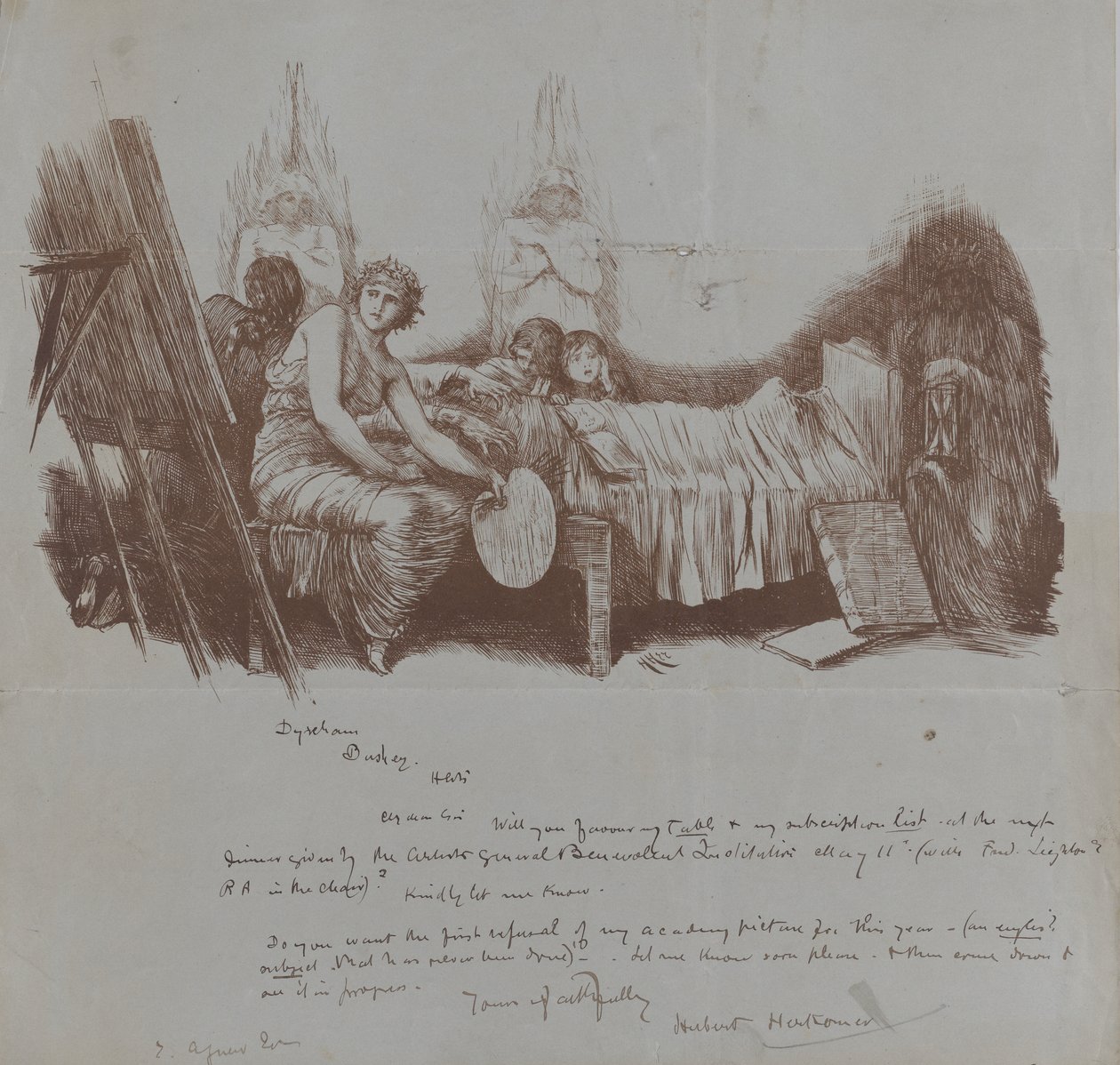 دعوة لحضور عشاء مفيد من Hubert von Herkomer إلى Thomas Agnew ، 1877-1878. بواسطة Hubert von Herkomer