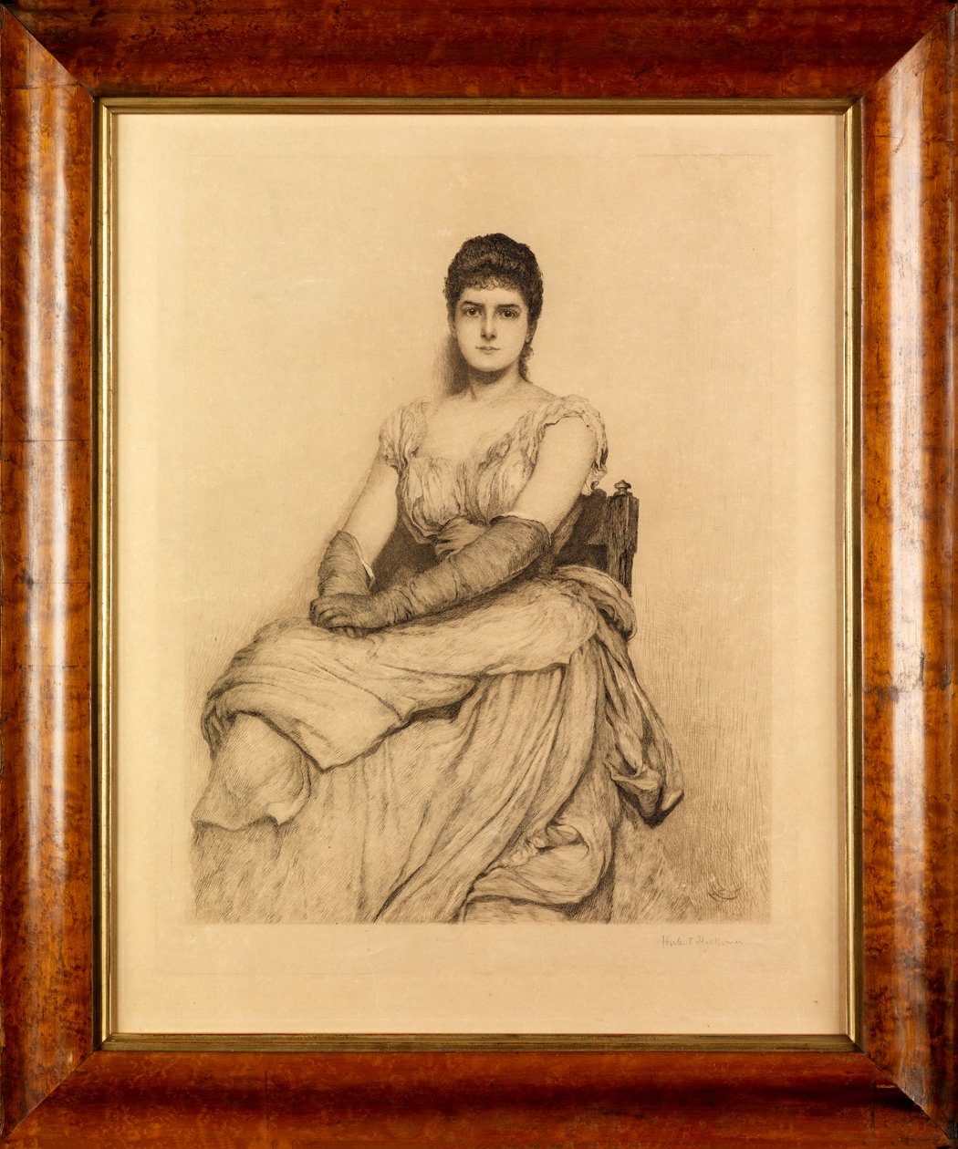 السيدة ذات الرداء الأبيض (الآنسة جرانت) (الحفر) بواسطة Hubert von Herkomer