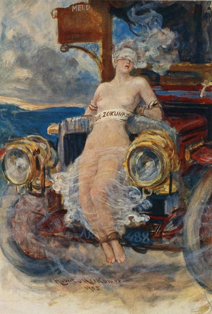 برنامج للولائم ، Die Zukunft (المستقبل) ، 1905 (التصوير الفوتوغرافي على بطاقة القائمة) بواسطة Hubert von Herkomer