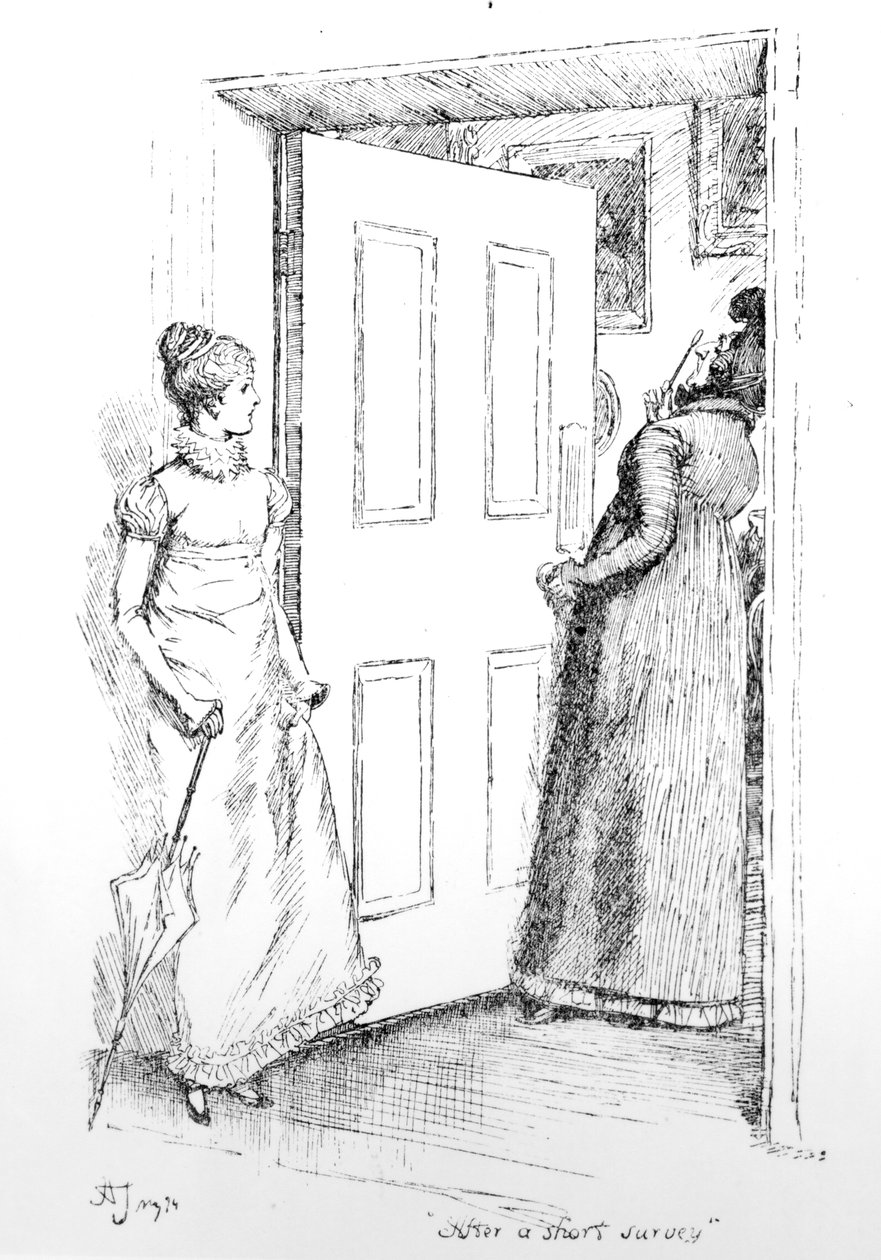 `` بعد مسح قصير &39;&39; ، توضيح لـ &39;Pride und Prejudice&39; لجين أوستن ، طبعة نُشرت عام 1894 بواسطة هيو طومسون