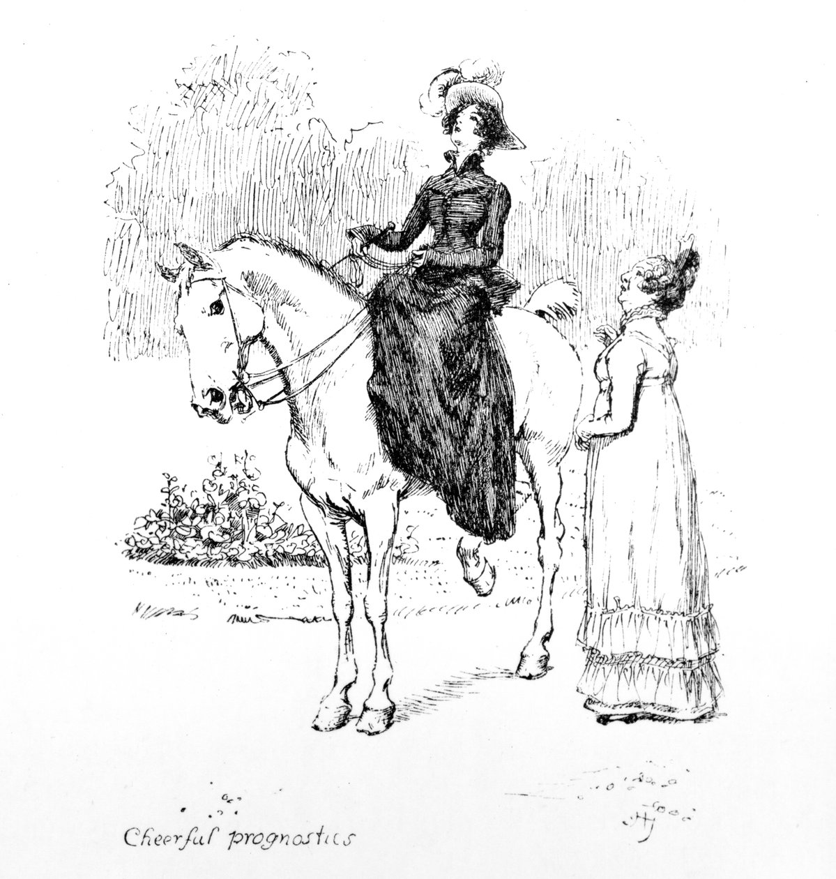 "الإنذارات البهجة" ، توضيح من "Pride und Prejudice" لجين أوستن ، طبعة نُشرت عام 1894 بواسطة هيو طومسون