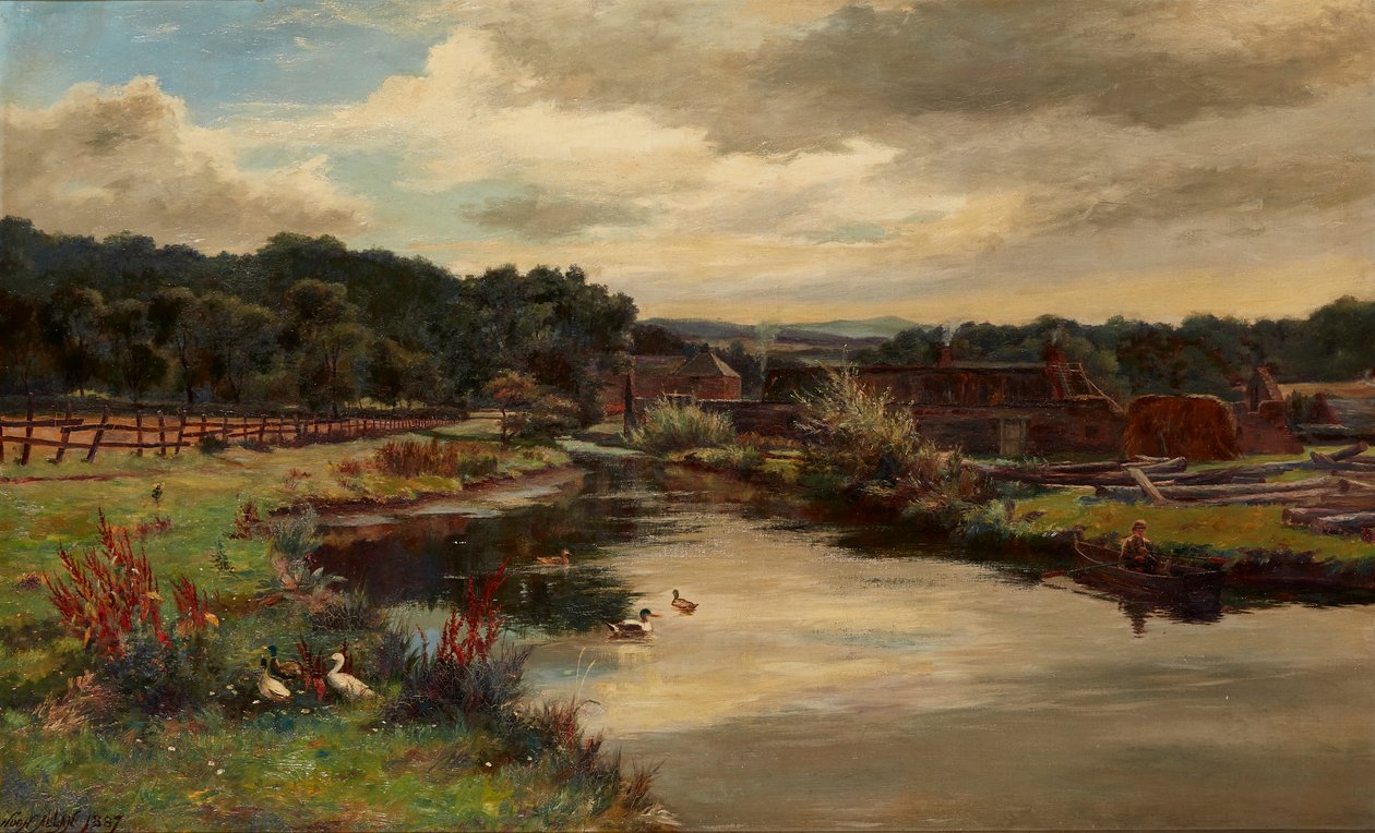 The Mill-Lade ، Glen Farg بالقرب من Aberfeldy (زيت على قماش) بواسطة هيو آلان