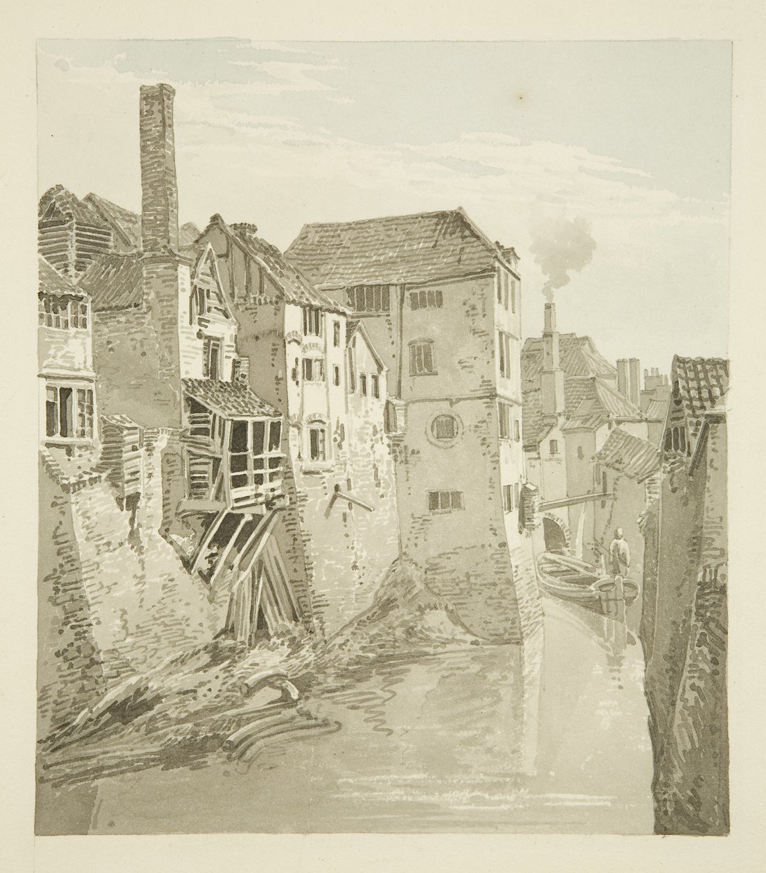 Castle Ditch and Wall من جسر Queen ، City Wall على اليسار ، 1820 بواسطة هيو أونيل