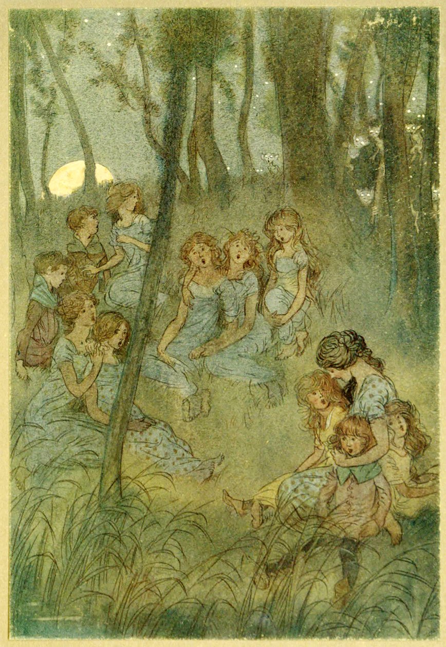 وجنيات المروج الليلية ، تبدو غناء من حانة Merry Wives of Windsor. 1910 بواسطة هيو طومسون