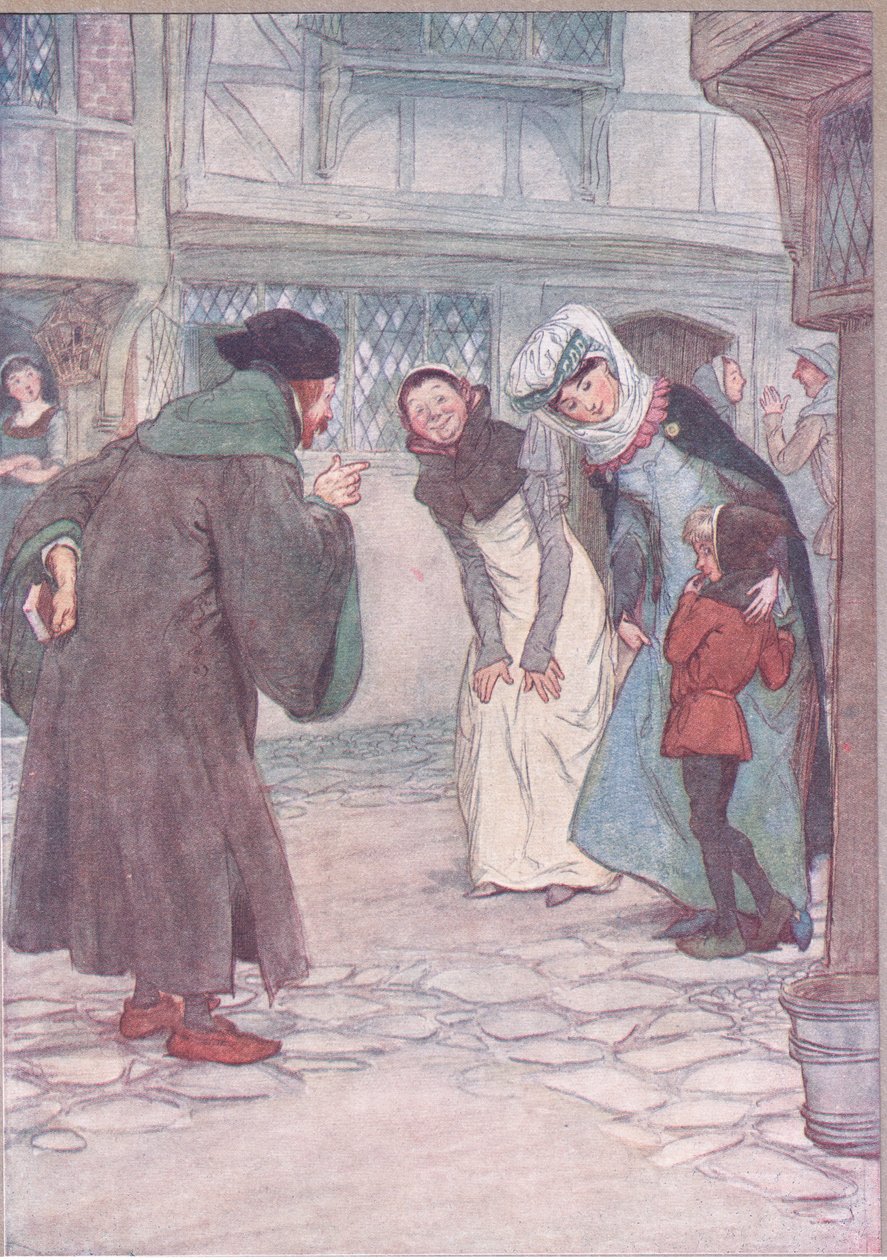 تعال يا صرة - أجب سيدك ، لا تخف ، رسم توضيحي من The Merry Wives of Windsor ، 1910 بواسطة هيو طومسون