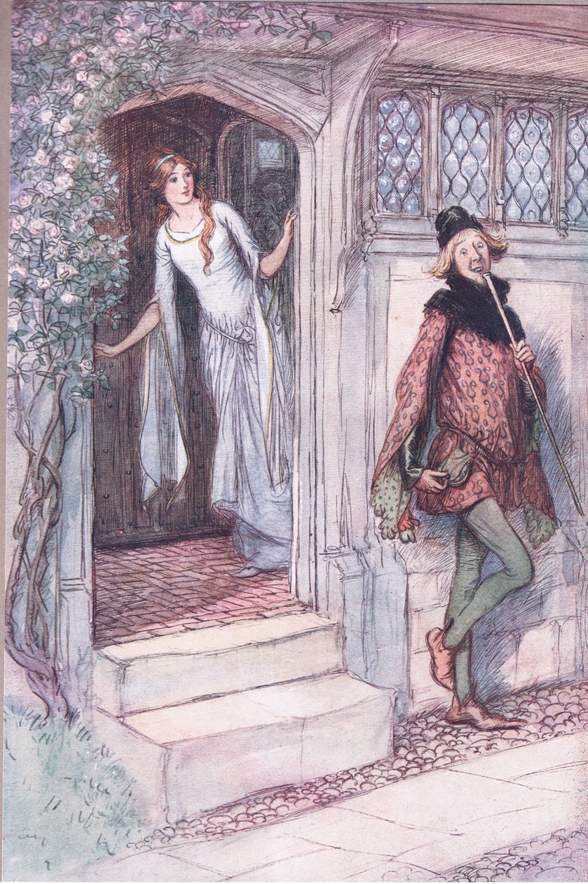 أنا لست جائعًا ، أشكركم ، التوضيح من The Merry Wives of Windsor ، 1910 بواسطة هيو طومسون
