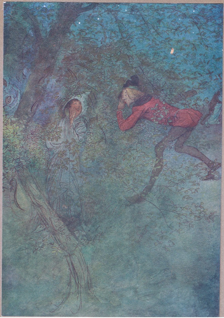 ذهبت إليها وبكيت أمي وبكت الميزانية ، التوضيح من The Merry Wives of Windsor ، 1910 بواسطة هيو طومسون