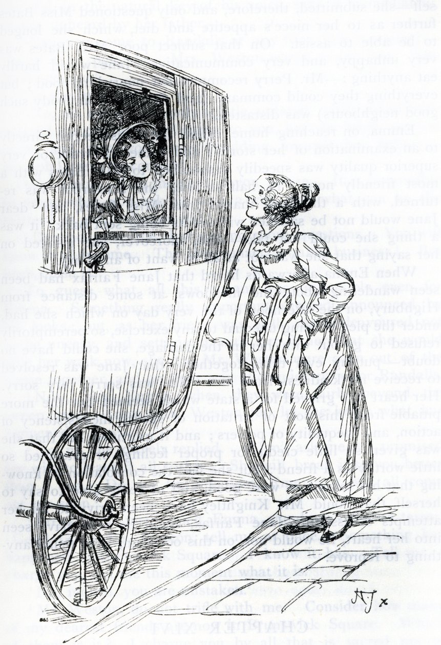 "Miss Bates et Emma" (illustration) بواسطة هيو طومسون