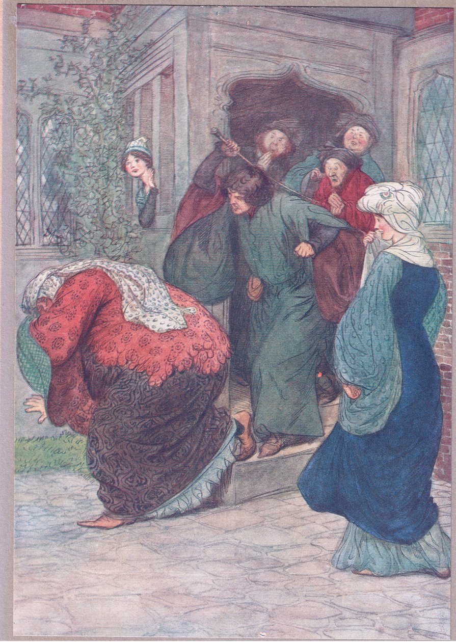 خارج باب منزلي ، أنت ساحرة ، رسم توضيحي من The Merry Wives of Windsor ، 1910 بواسطة هيو طومسون