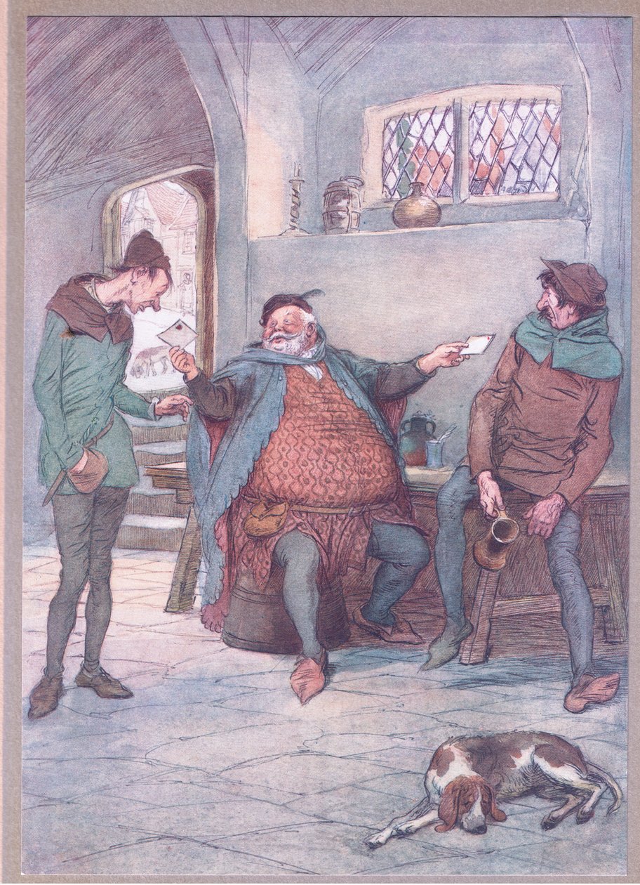 هذه الرسالة إلى صفحة العشيقة وأنت هذه إلى العشيقة فورد ، رسم توضيحي من The Merry Wives of Windsor ، 1910 بواسطة هيو طومسون