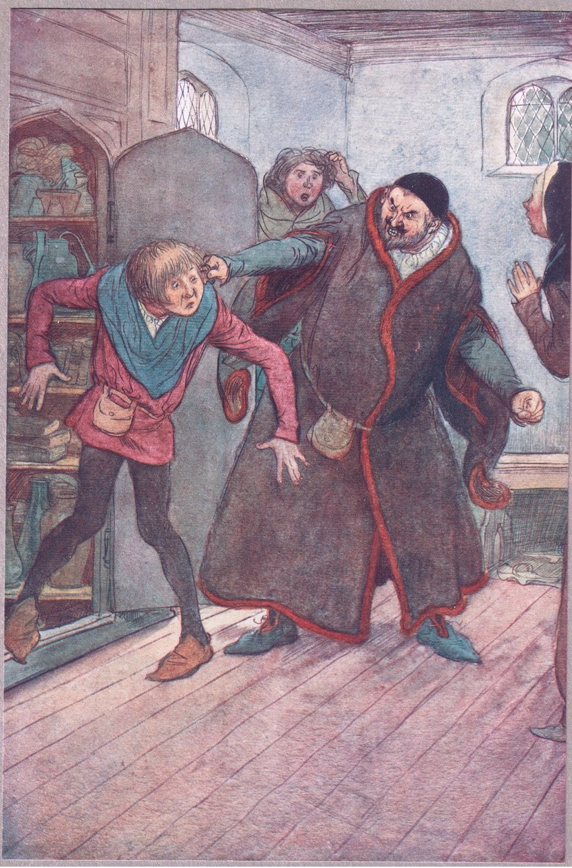 الوغد! لارون! (الانسحاب البسيط) ، رسم توضيحي من The Merry Wives of Windsor ، 1910 بواسطة هيو طومسون