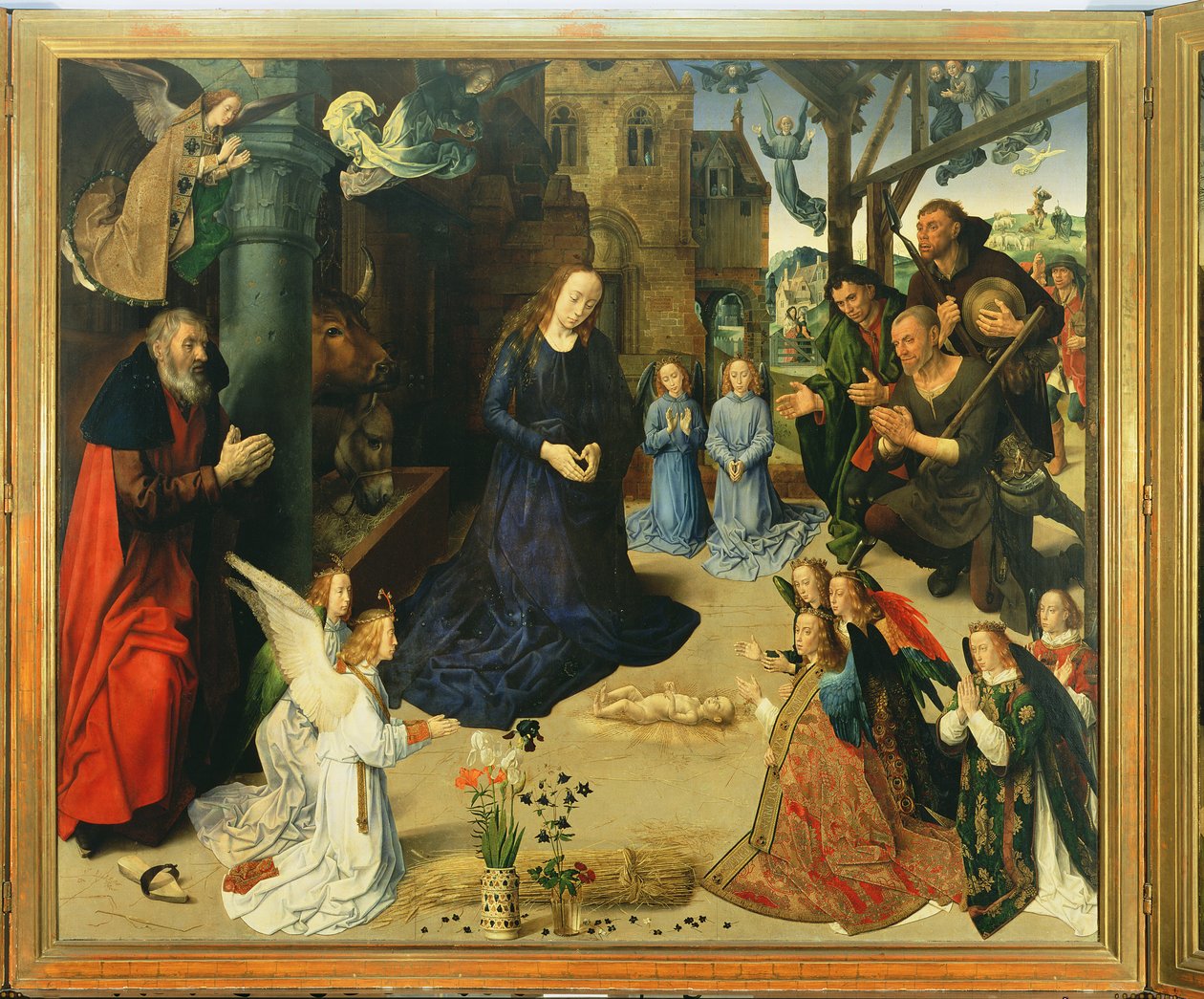 المسيح الطفل يعشقه الملائكة ، اللوحة المركزية من Portinari Altarpiece ، c.1479 بواسطة هوغو فان دير جويس