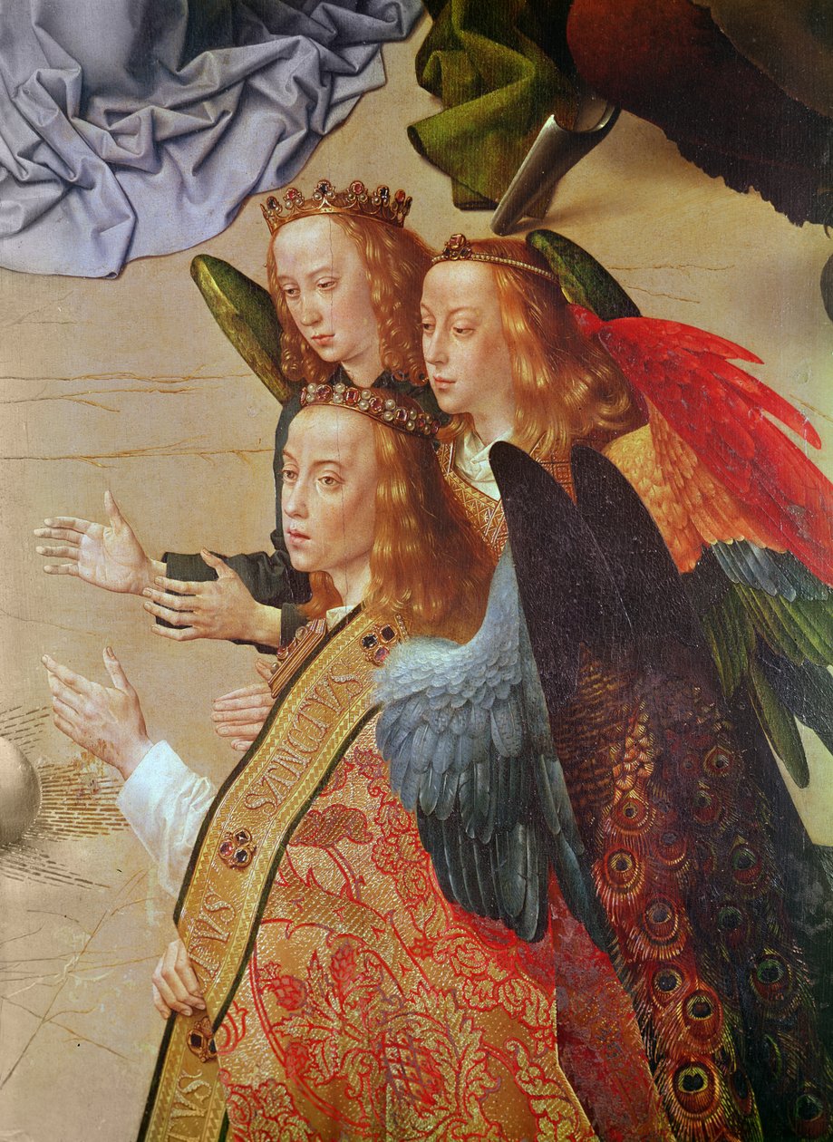 Portinari Altarpiece ، اللوحة المركزية (تفاصيل الملائكة على الجانب الأيمن) ، ج 1479 بواسطة هوغو فان دير جويس
