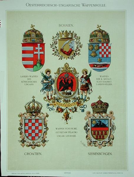 شعارات النبالة من الإمبراطورية النمساوية المجرية ، من "Heraldischer Atlas" للفنان بواسطة هوغو جيرارد (بعد) ستروهل