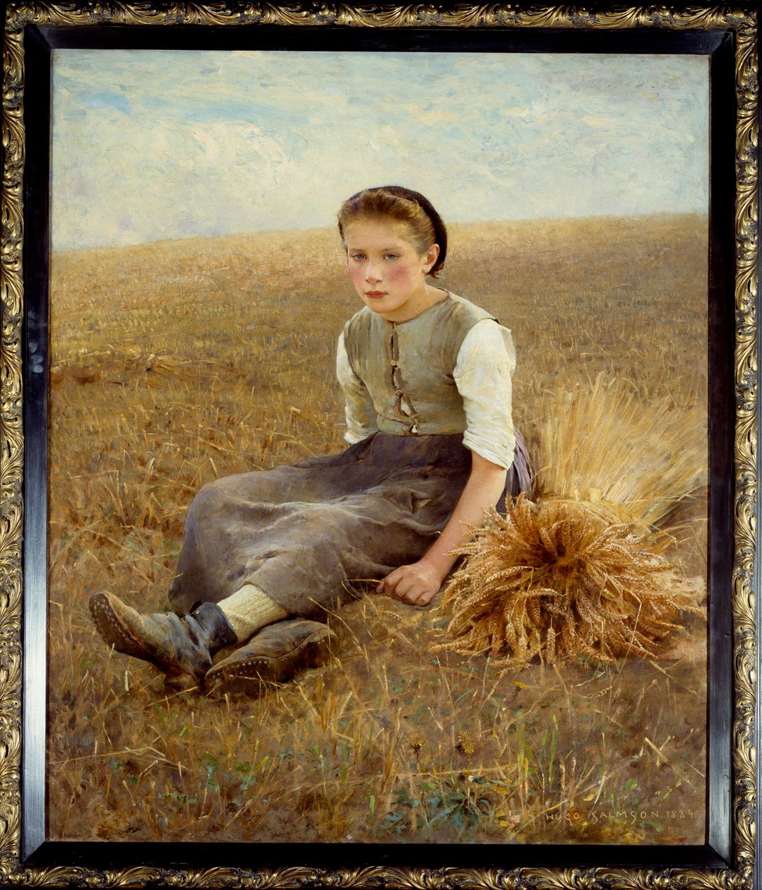 فلاح سويدي صغير يجلس على التبن. لوحة بواسطة هوغو سالمسون (1844-1894) 1886 صن. 1،34x1،10 م نانت ، متحف الفنون الجميلة - اللمعان الصغير. فلاح سويدي صغير يجلس في القش. لوحة لهوجو سالمسون (1844-1894) بواسطة هوغو سالمسون