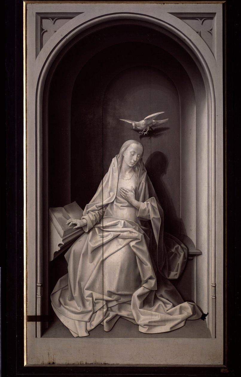 عذراء البشارة ، من Portinari Triptych ، حوالي 1479 (زيت على لوح) بواسطة هوغو فان دير جويس