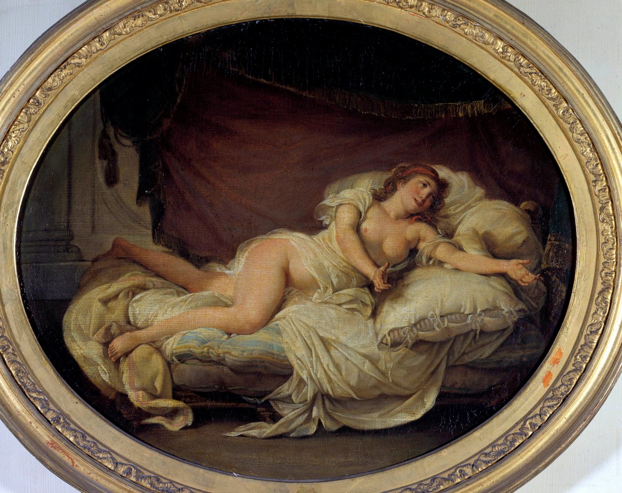 امرأة Couchee لوحة بواسطة Hugues Traval (1728-1785) 1779 Sun. 0.36 × 0.44 م متحف الأبراج للفنون الجميلة بواسطة هوغز ترافال