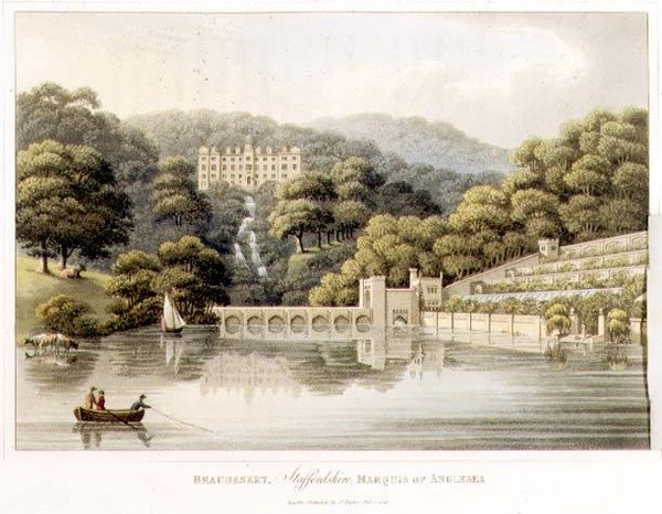 بيوديزرت ، ستافوردشاير ، من "شظايا حول نظرية وممارسة بستنة المناظر الطبيعية" ، حانة. 1816 (لون ليثو) بواسطة همفري ريبتون