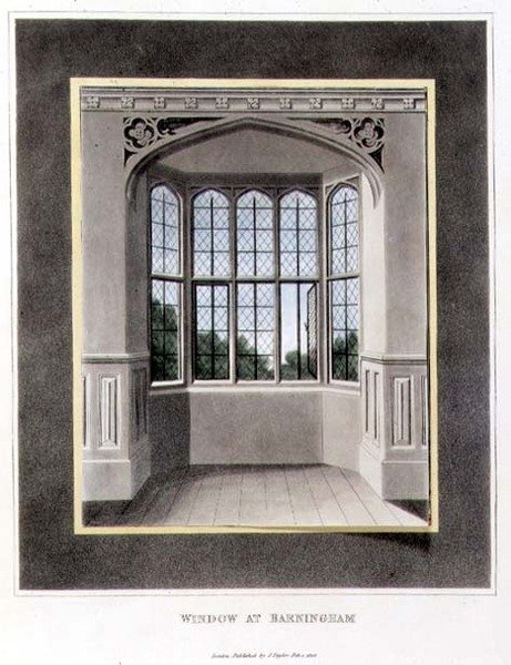 نافذة في بارينجهام (قبل) من "شظايا حول نظرية وممارسة زراعة الحدائق الطبيعية" ، حانة. 1816 (لون ليثو) (انظر أيضًا 103905) بواسطة همفري ريبتون
