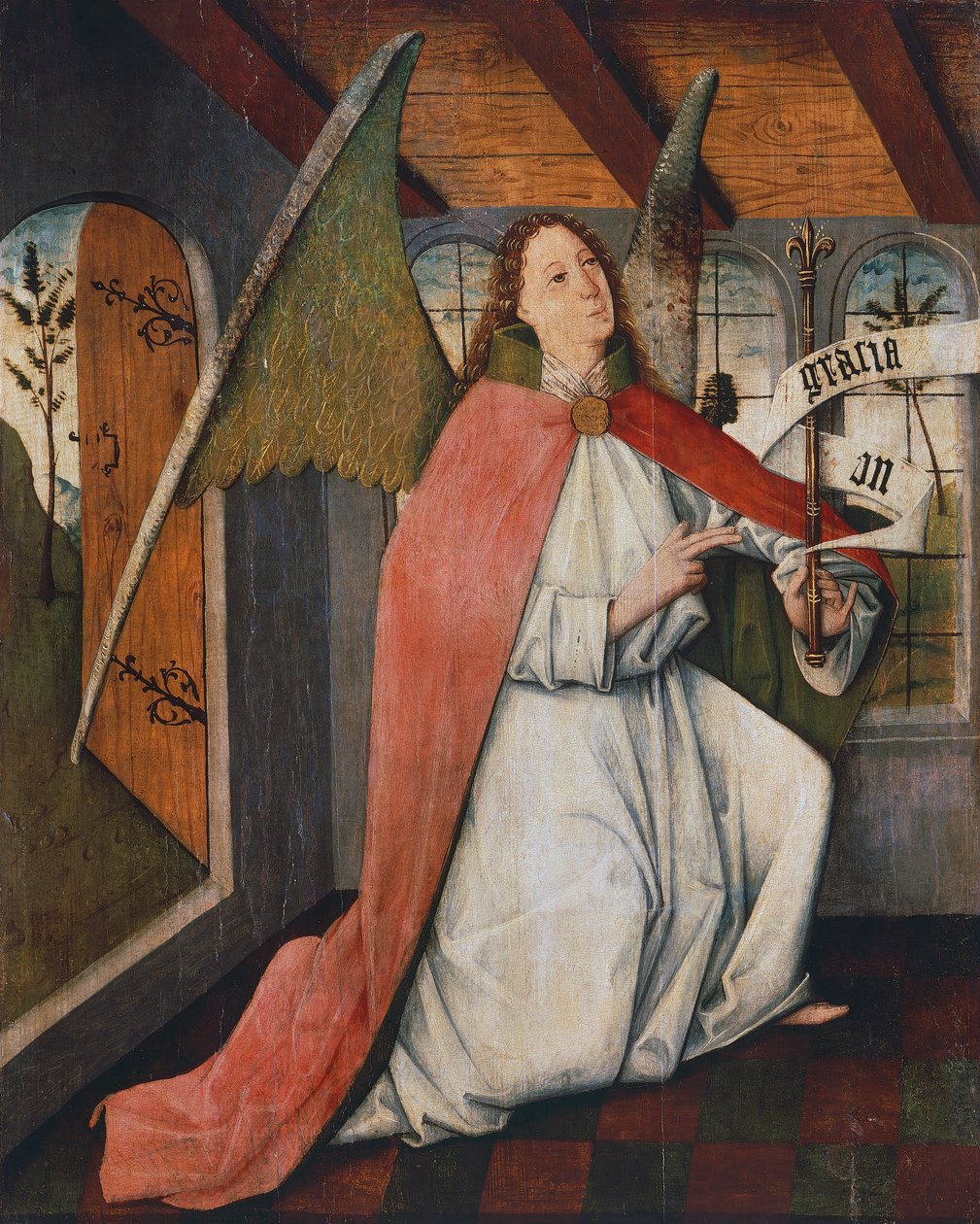 Archangel Gabriel, detail from Annunciation, painting by Hungarian unknown artist, Hungary بواسطة المدرسة المجرية