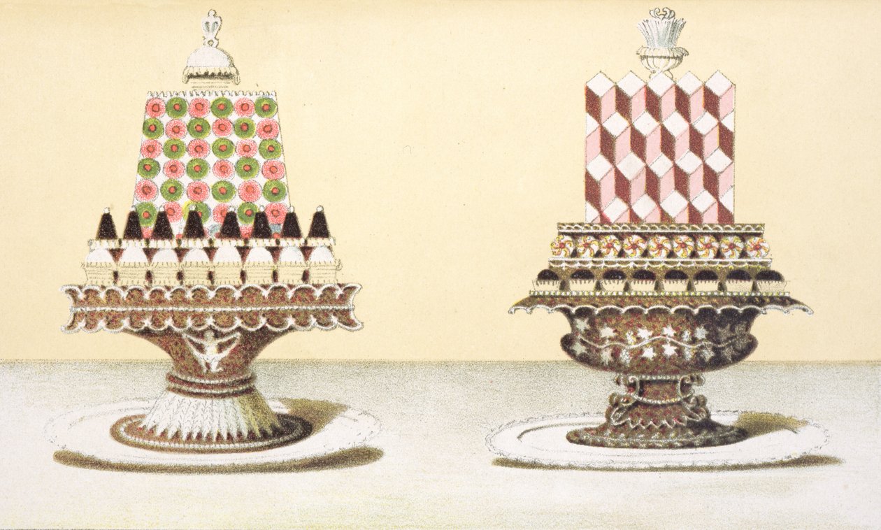 تصميم لتقديم الحلويات ، رسم توضيحي من كتاب طهي مجري حول الطبخ الفرنسي ، c.1880 بواسطة المدرسة المجرية