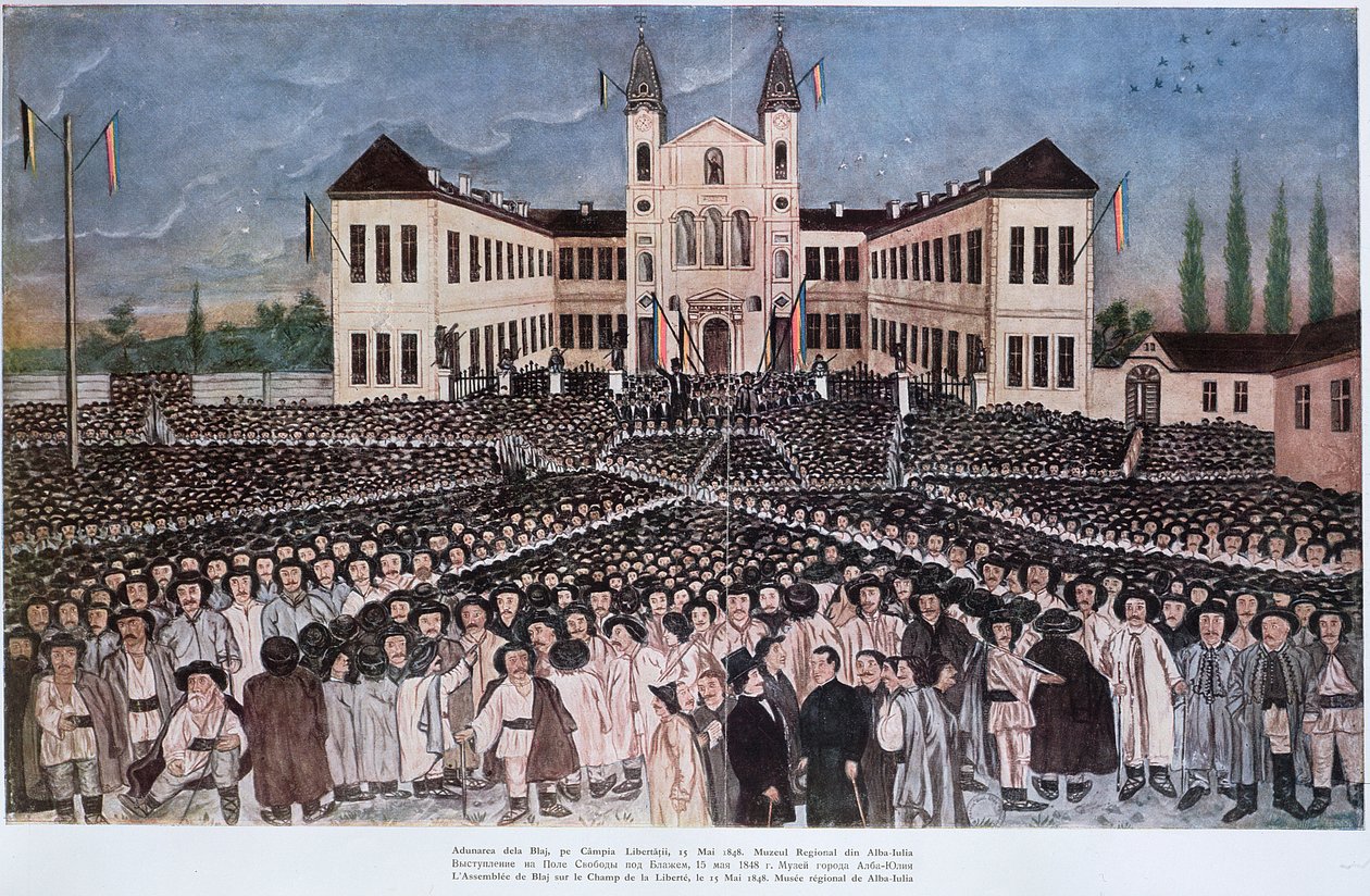 تجمع الفلاحين الرومانيين في بلاج في ترانسيلفانيا في 15 مايو 1848 بواسطة المدرسة المجرية