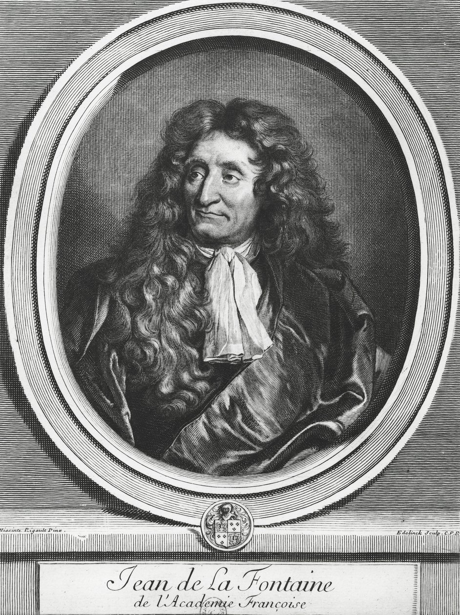 جان دي لافونتين (1621-1695) منقوش من قبل جيرارد إديلينك (1640-1707) بواسطة صفير فرانسوا ريغو