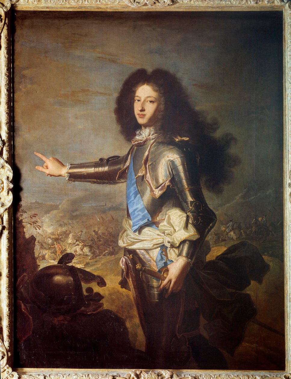 صورة لويس الفرنسي (1682-1712) دوق بورغندي ، والد لويس الخامس عشر. رسم Hyacinthe Rigaud (1659-1743). القرن ال 18. خافت. 1،29 × 0،98 م. بواسطة صفير فرانسوا ريغو