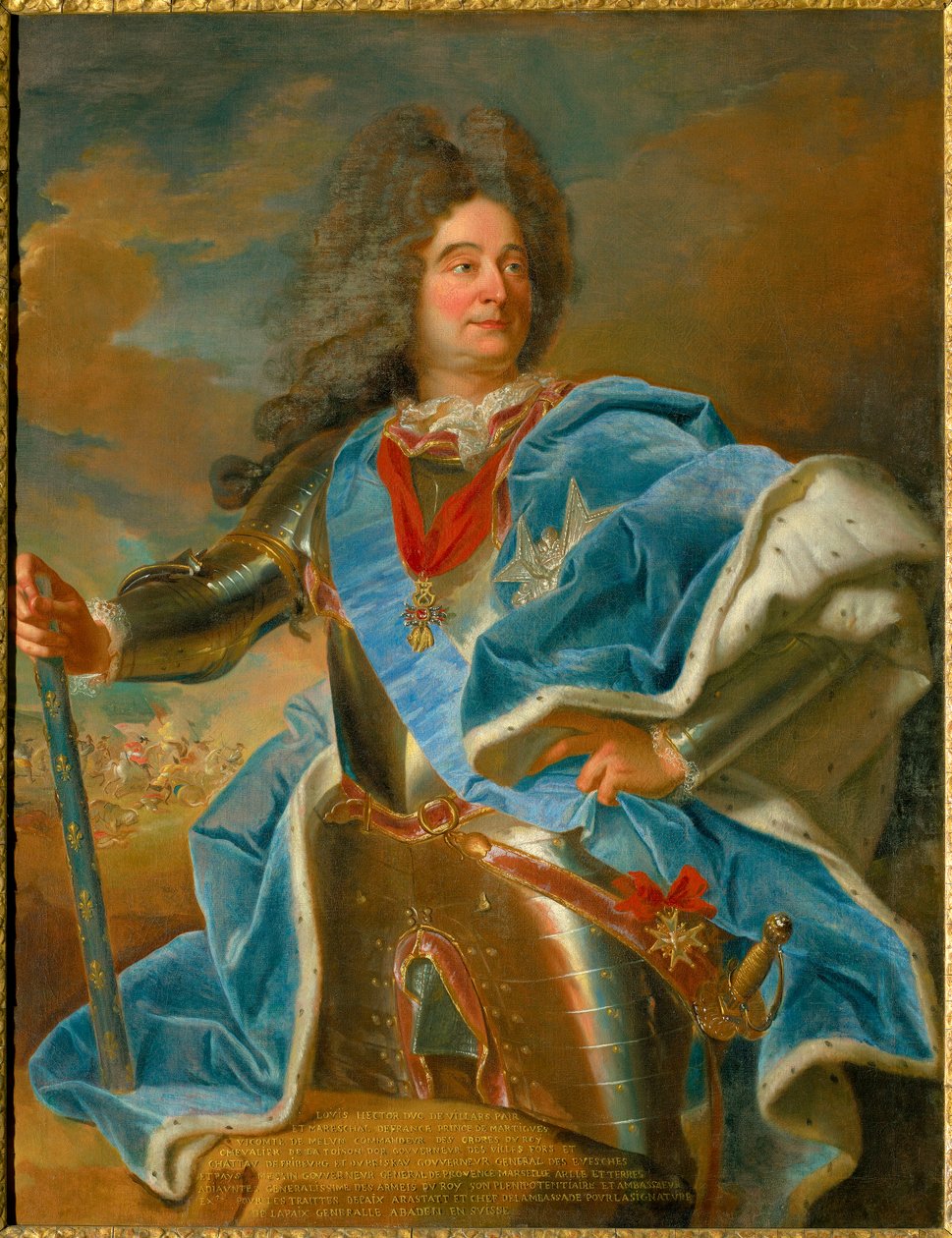صورة لماريشال فيلار (1653-1734) حتى فرنسا لوحة رسمها هياسينث ريغو (1659-1743) شاتو دو فو لو فيسكونت من القرن الثامن عشر. بواسطة صفير فرانسوا ريغو