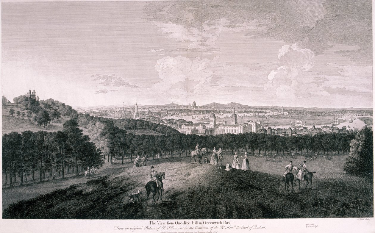 منظر من Greenwich Park ، لندن ، c1774 بواسطة انا خشب