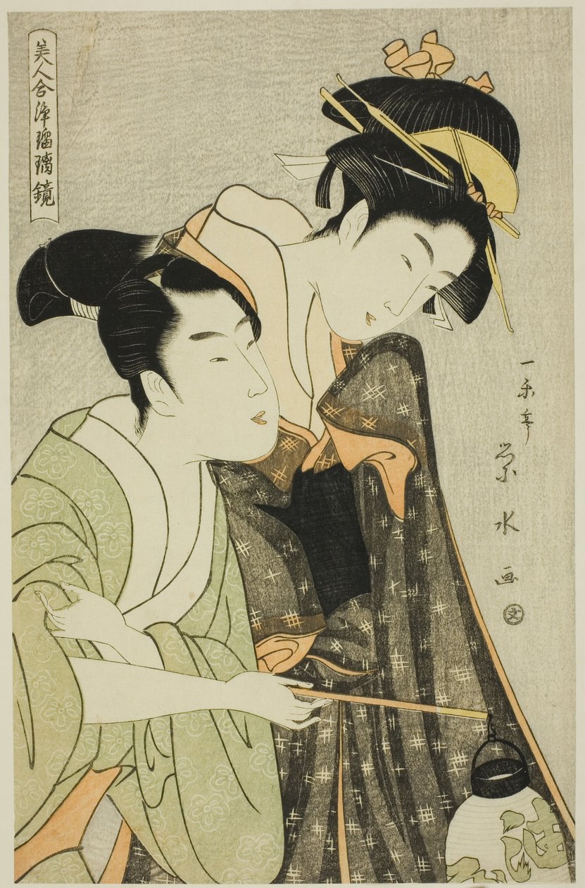 Osome و Hisamatsu ، من مسلسل "Beauties in Joruri Roles (Bijin awase joruri kagami)" بواسطة Ichirakutei Eisui